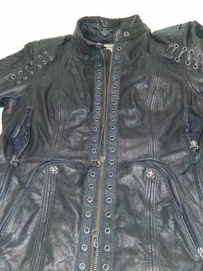 Harley-Davidson Black Leather Moto Jacket with Stud Details
